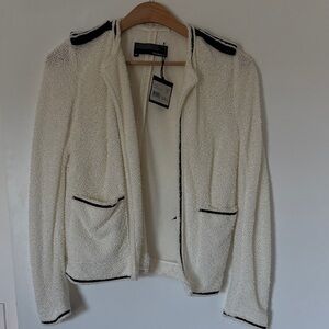 The Kooples Cream Blazer with Black Trim